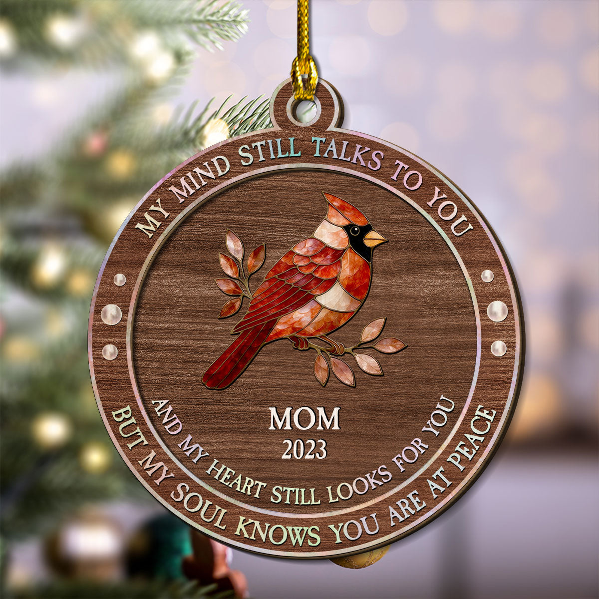 My Mind My Heart Mother Of Pearl - Personalized Custom Freeshape 2-Layered Wood Ornament