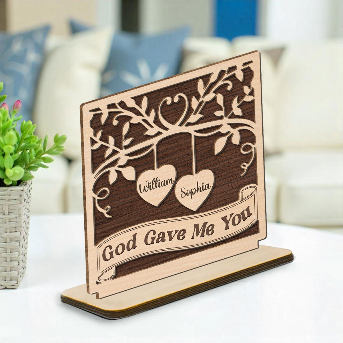 Perfectly Imperfect Together - Personalized Custom 2-Layer Wood Plaque With Flat Base