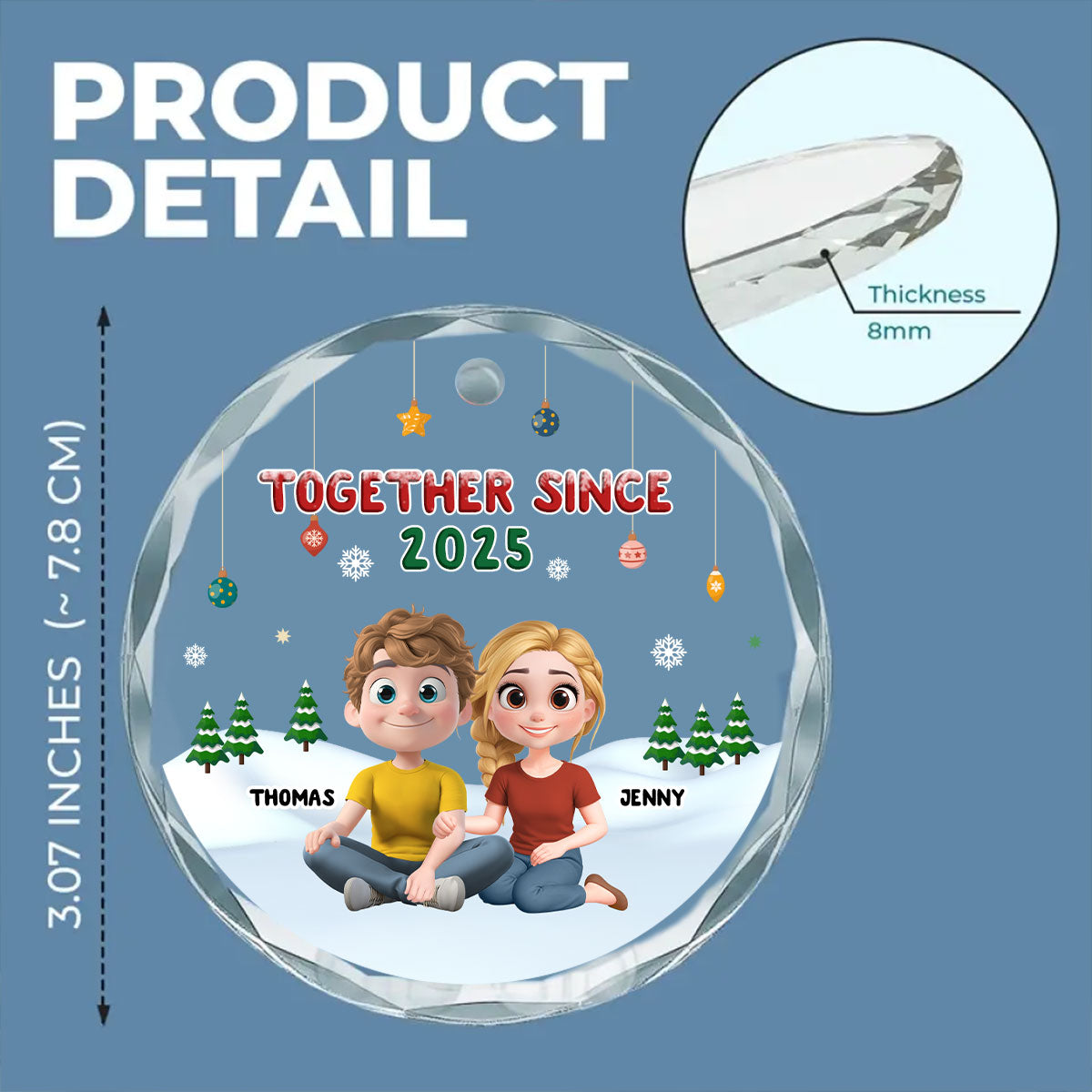 Together In Christmas - Personalized Custom Glass Ornament