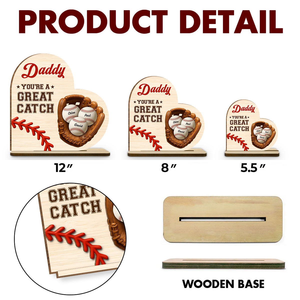 Best Baseball Dad - Personalized Custom 2-Layer Wood Plaque With Flat Base