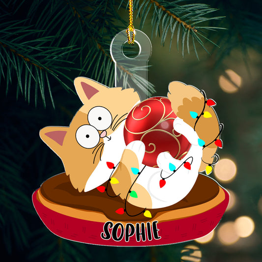 Swinging Cat Ver 2 - Personalized Custom Acrylic Ornament
