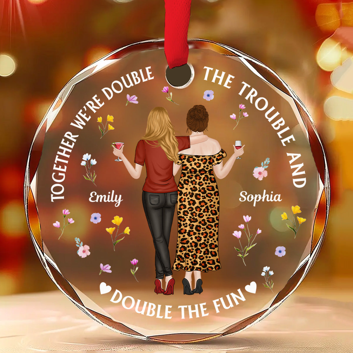 Two Souls One Crazy Journey  - Personalized Custom Glass Ornament
