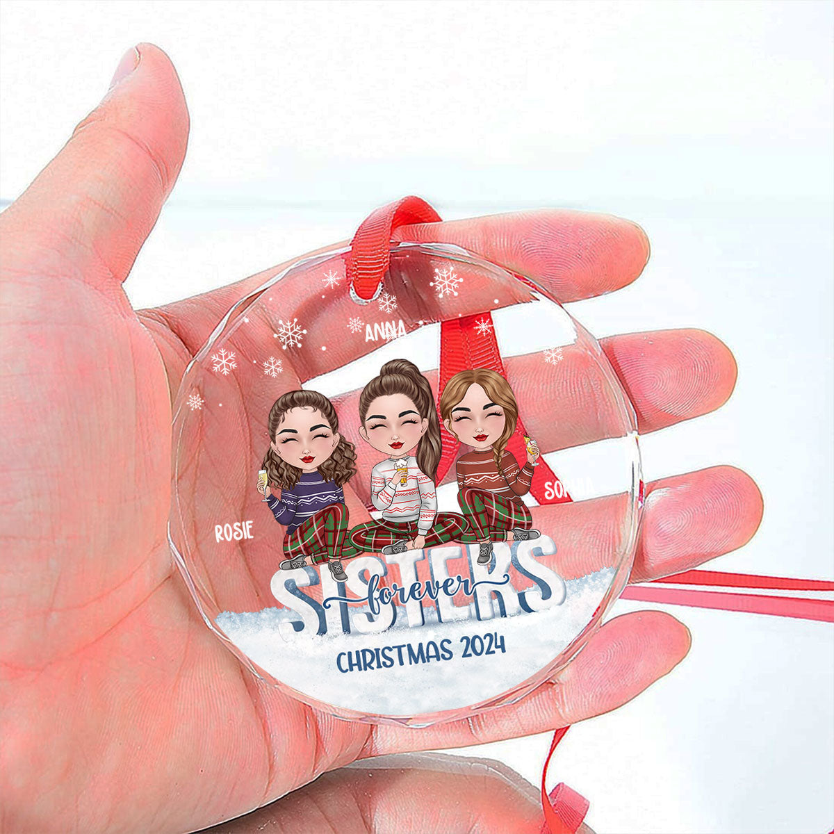Besties Forever - Personalized Custom Glass Ornament