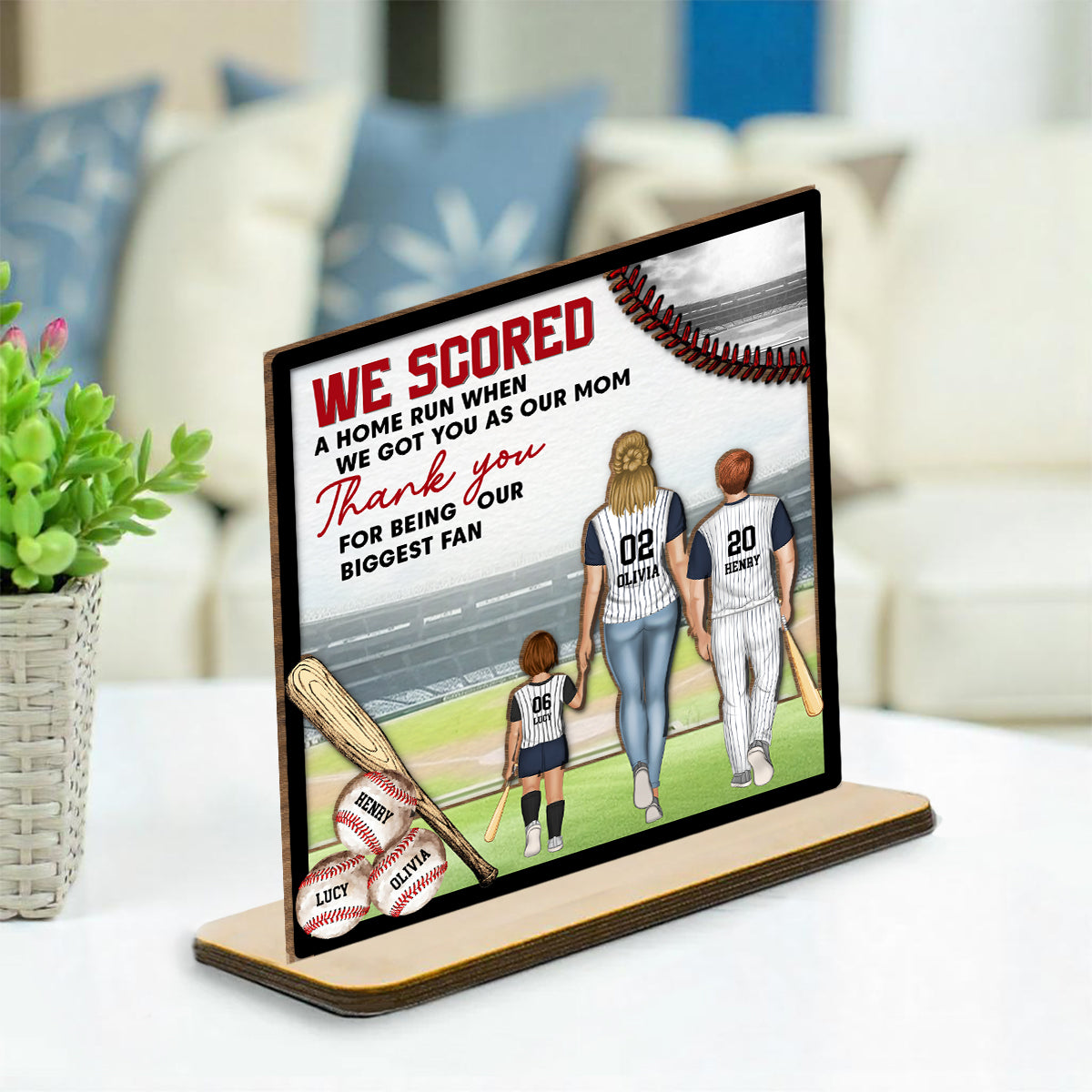 Baseball And Love Go Together - Personalized Custom 2-Layer Wood Plaque With Flat Base