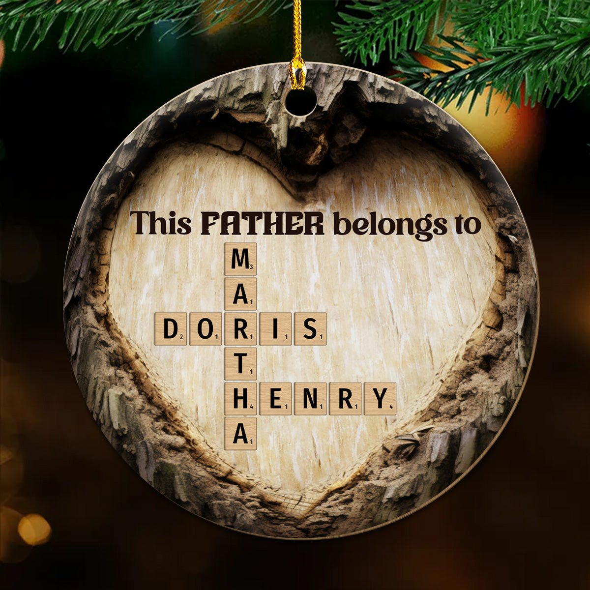This Dad Belong To Crossword Art - Personalized Custom Wood Ornament