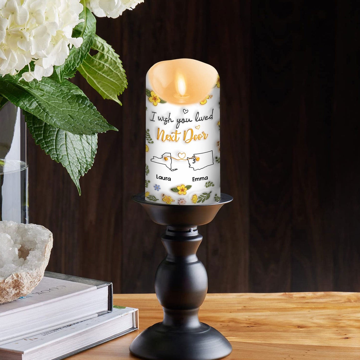 I Wish We Lived Closer - Personalized Custom 3D Inflated Effect LED Candle