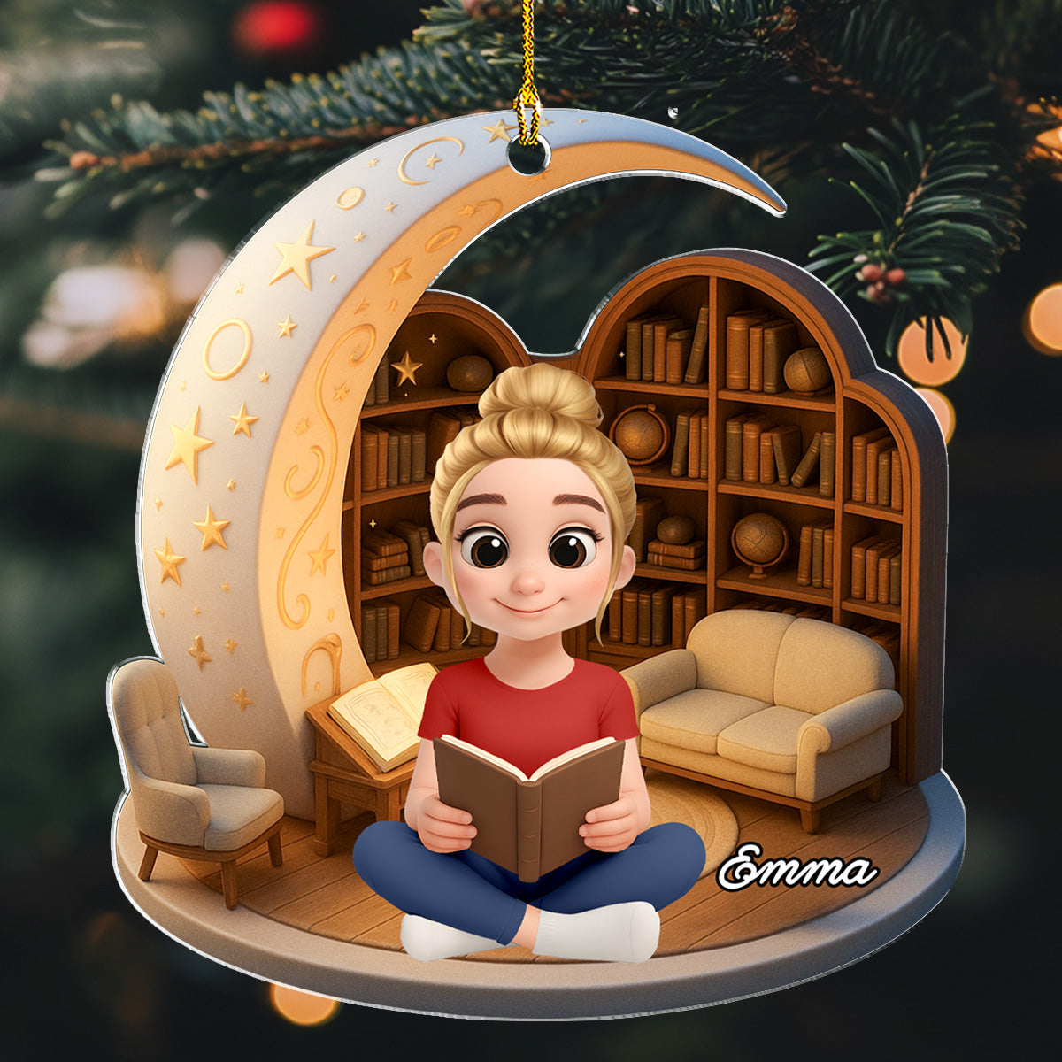 A Girl Loves Her Book - Personalized Custom Acrylic Ornament