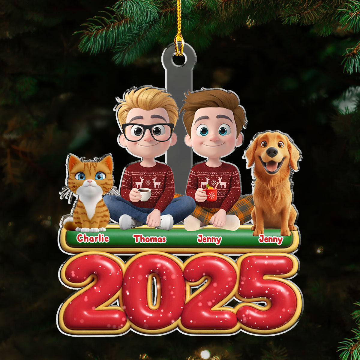 We And Our Pet Version 2 - Personalized Custom Acrylic Ornament