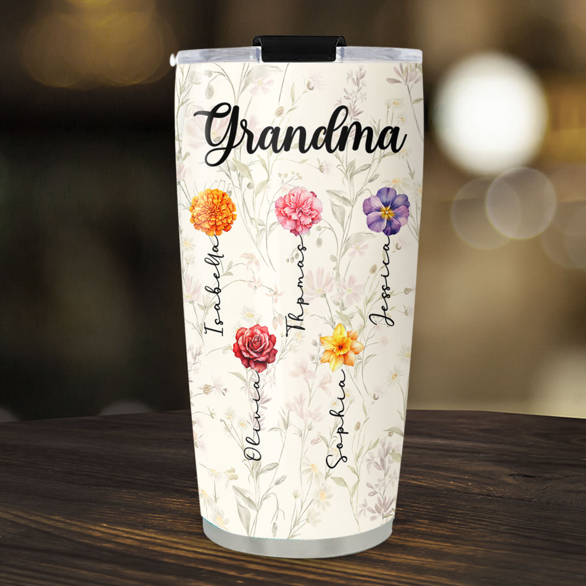 Grandma Lovely Flowers - Personalized Custom Tumbler