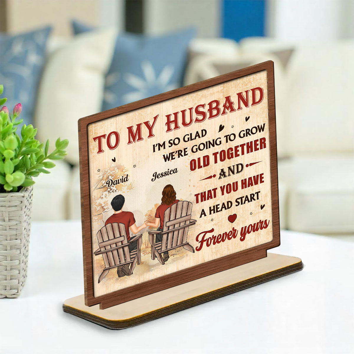 A Lifetime With You - Personalized Custom 2-Layer Wood Plaque With Flat Base