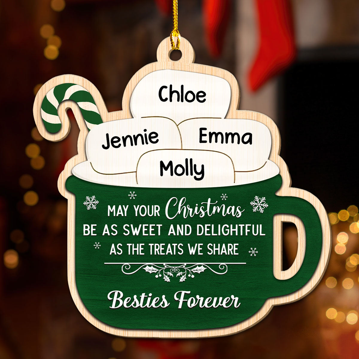 Hot Cocoa Sweet And Delightful - Personalized Custom Wood Ornament