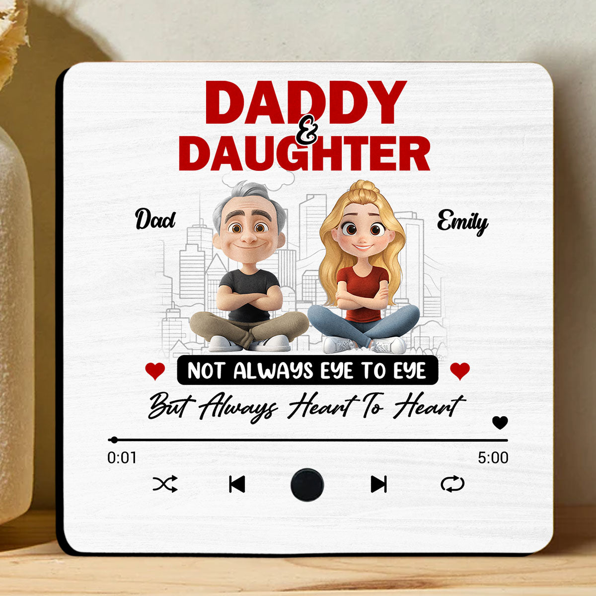Dad and Daughter Always Connect - Personalized Custom Music Fridge Magnet