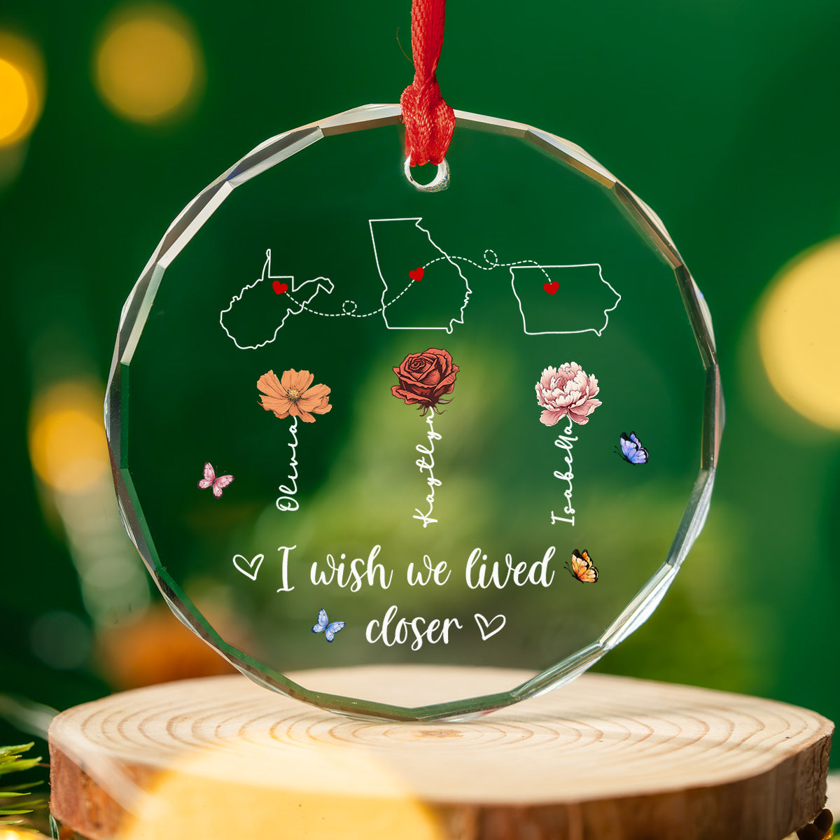 Always Close At Heart - Personalized Custom Glass Ornament