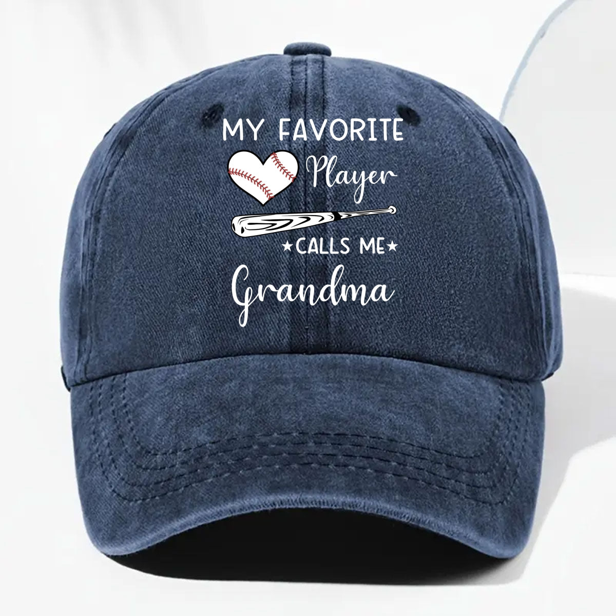 My Favorite Player Calls Me - Personalized Custom Vintage Washed Denim Cap