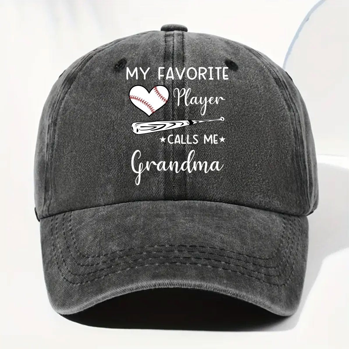 My Favorite Player Calls Me - Personalized Custom Vintage Washed Denim Cap