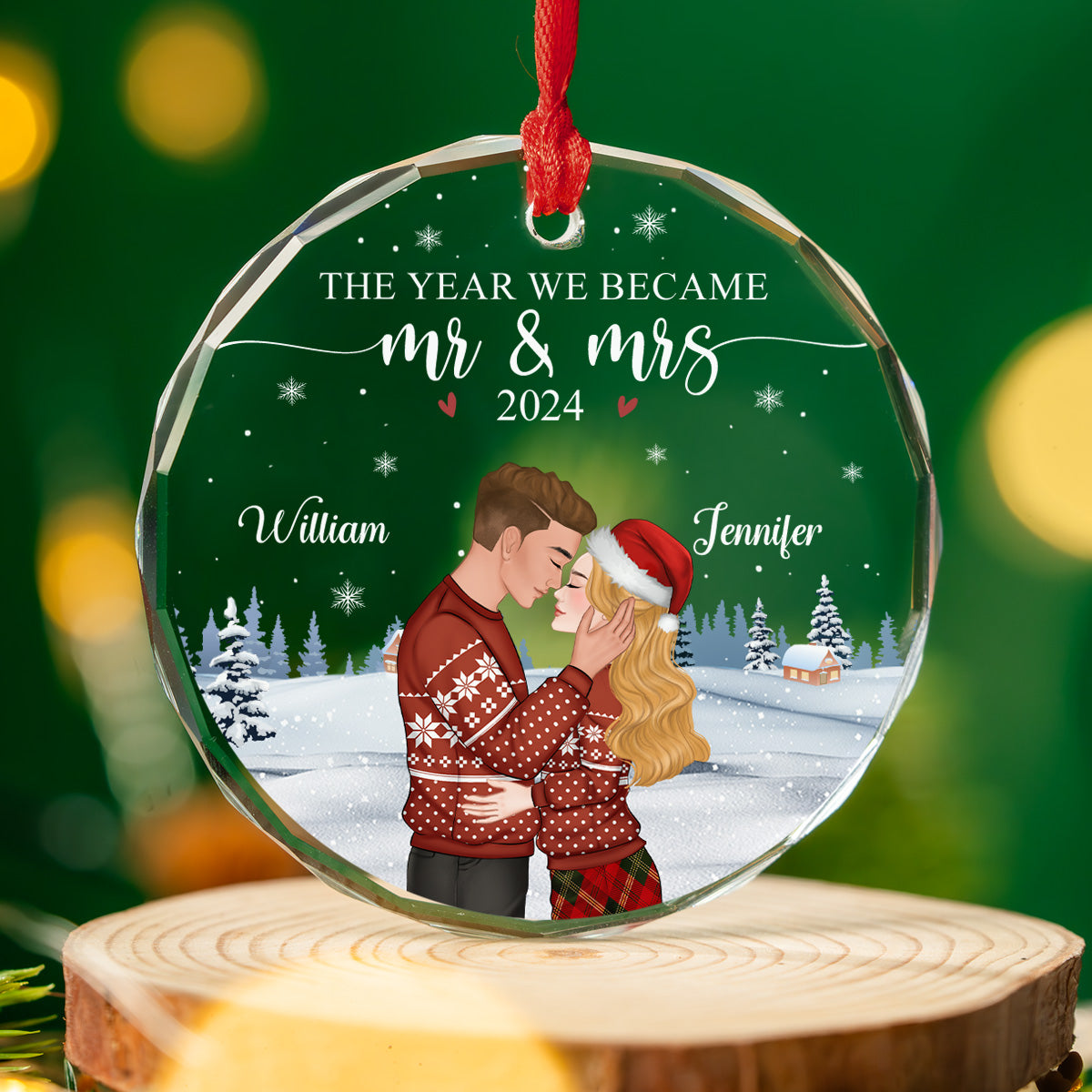 We Became Mr And Mrs - Personalized Custom Glass Ornament