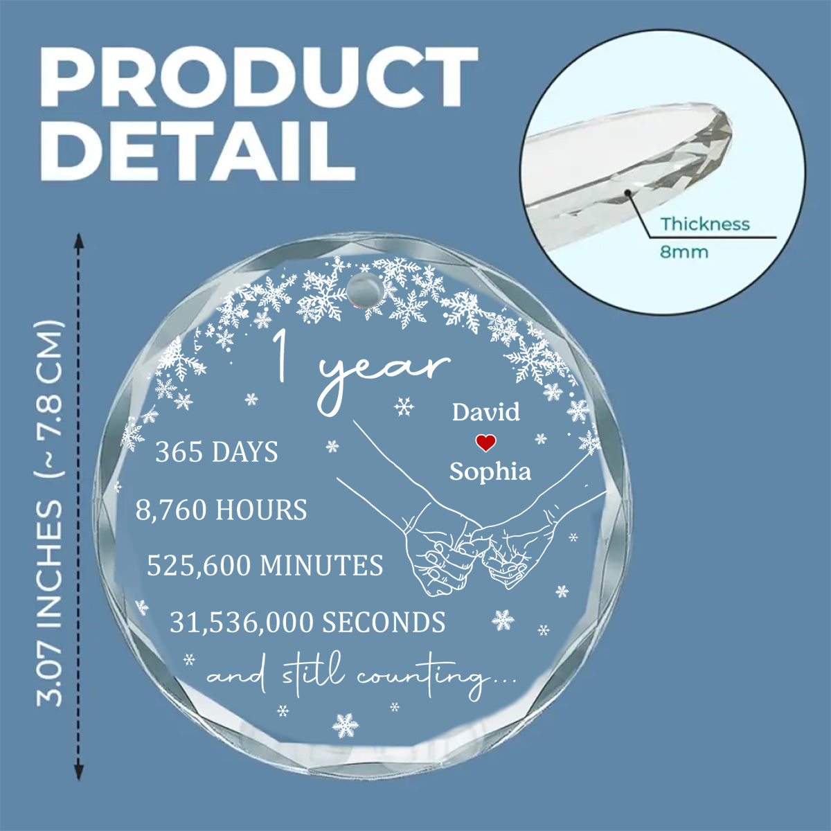 Always Beside You - Personalized Custom Glass Ornament