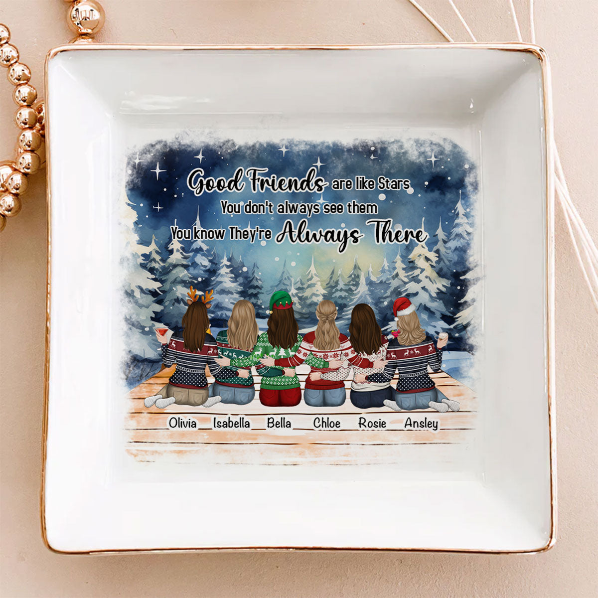 Good Friends Are Like Stars - Personalized Custom Jewelry Dish