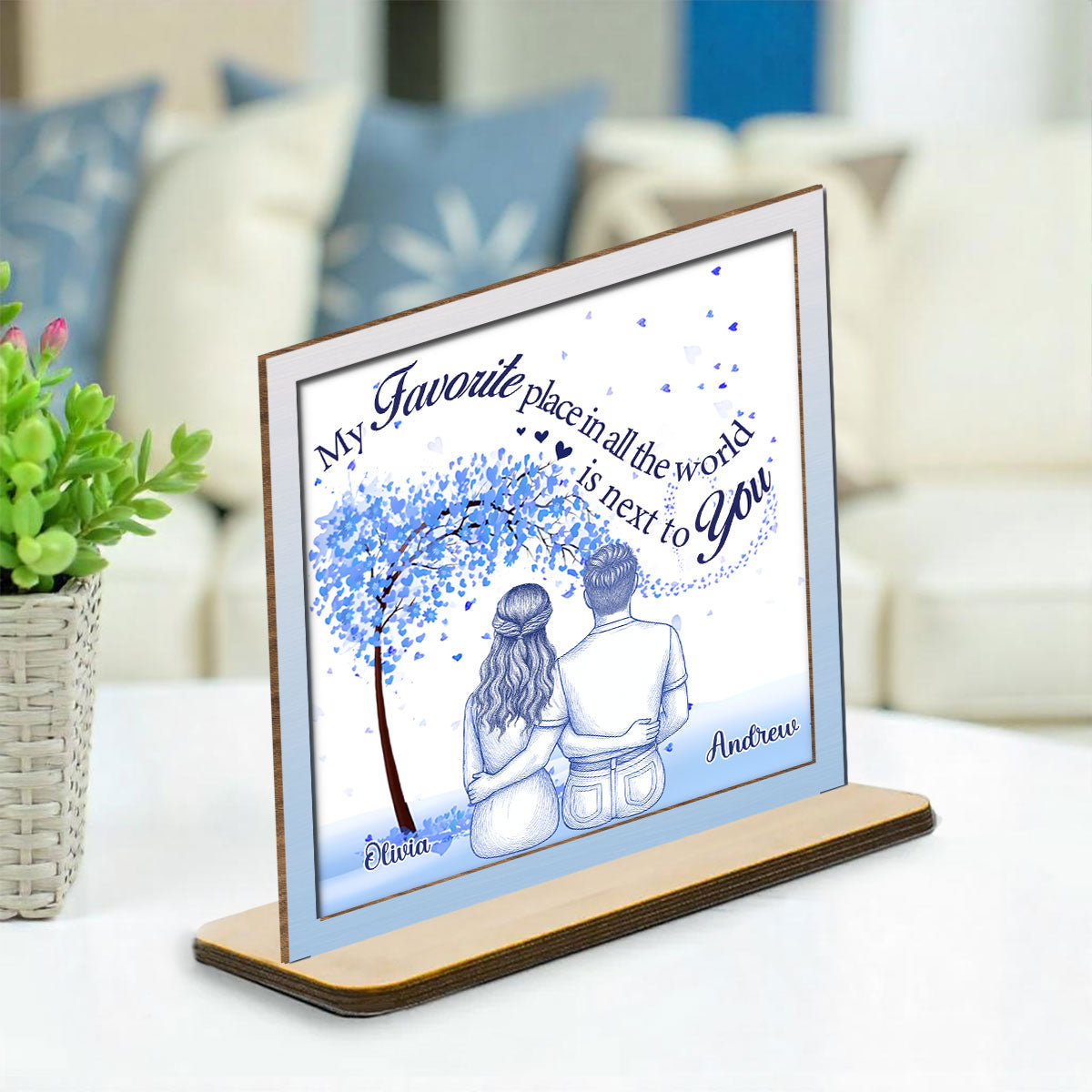My Favorite Place - Personalized Custom 2-Layer Wood Plaque With Flat Base