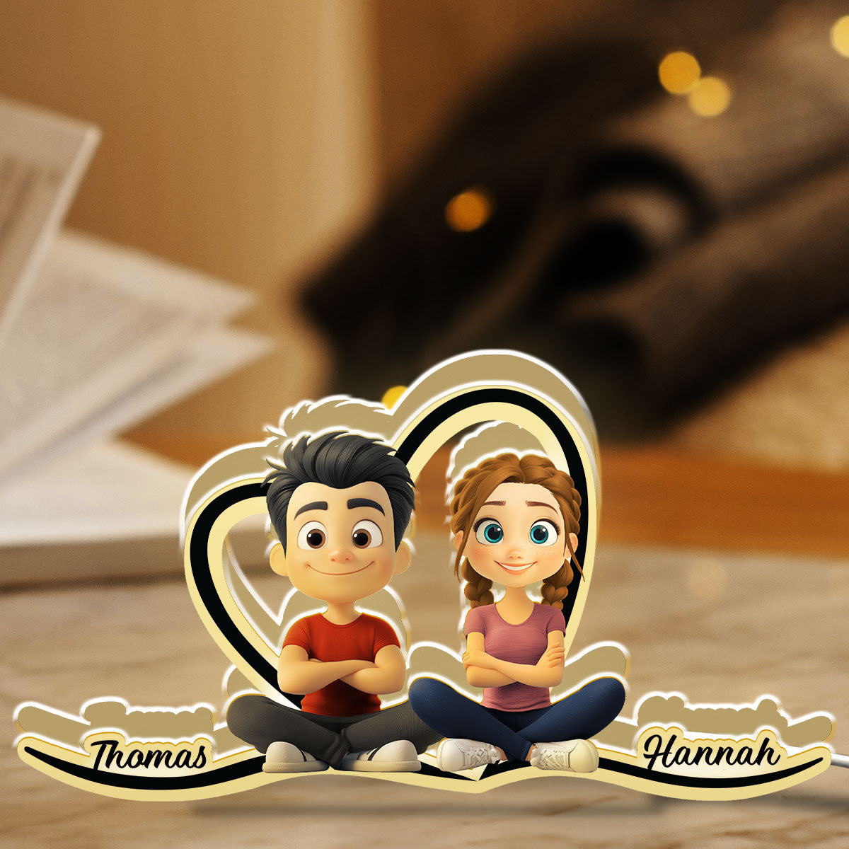 Couple Heart Shape - Personalized Custom Light Box