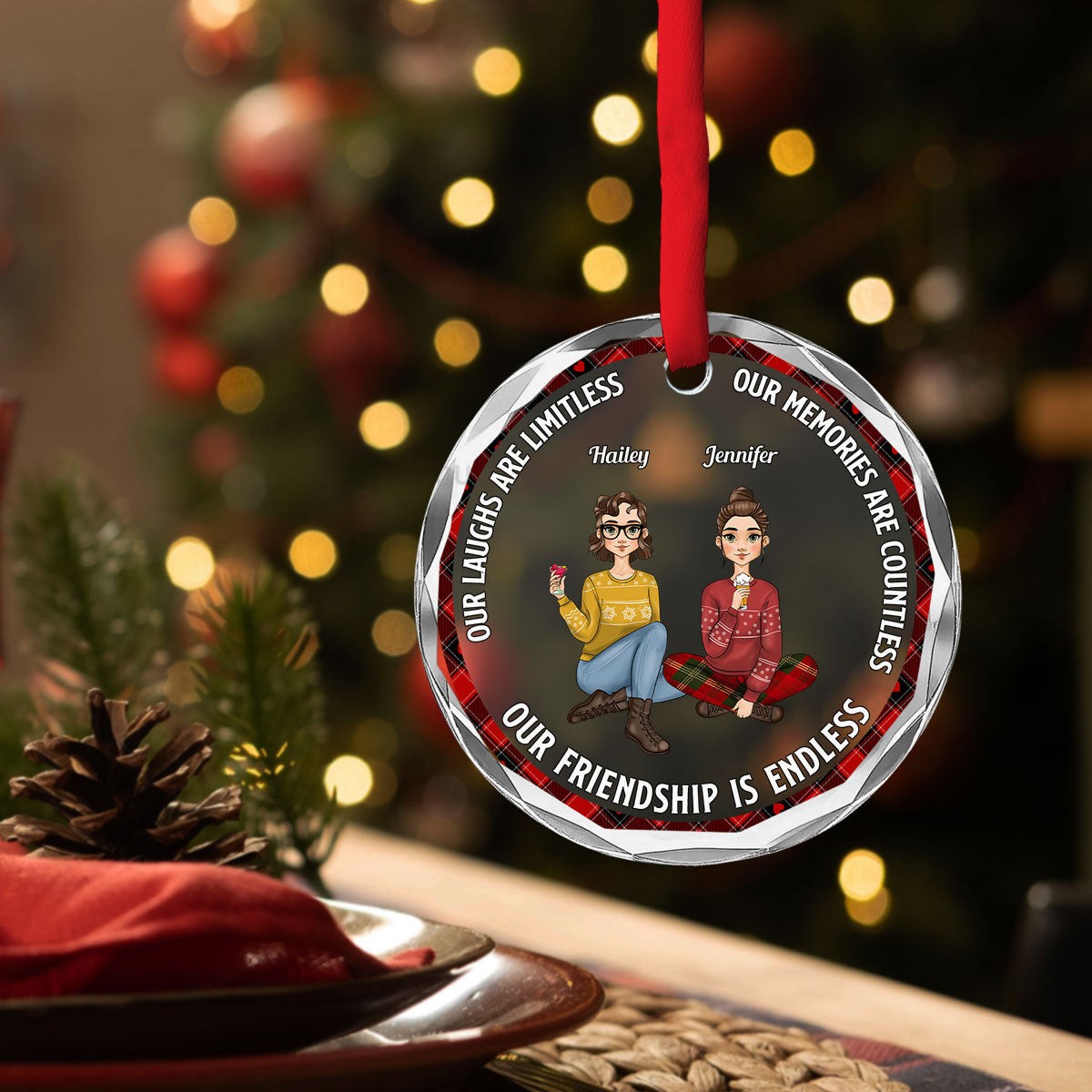 Our Laughs Are Limitless - Personalized Custom Glass Ornament