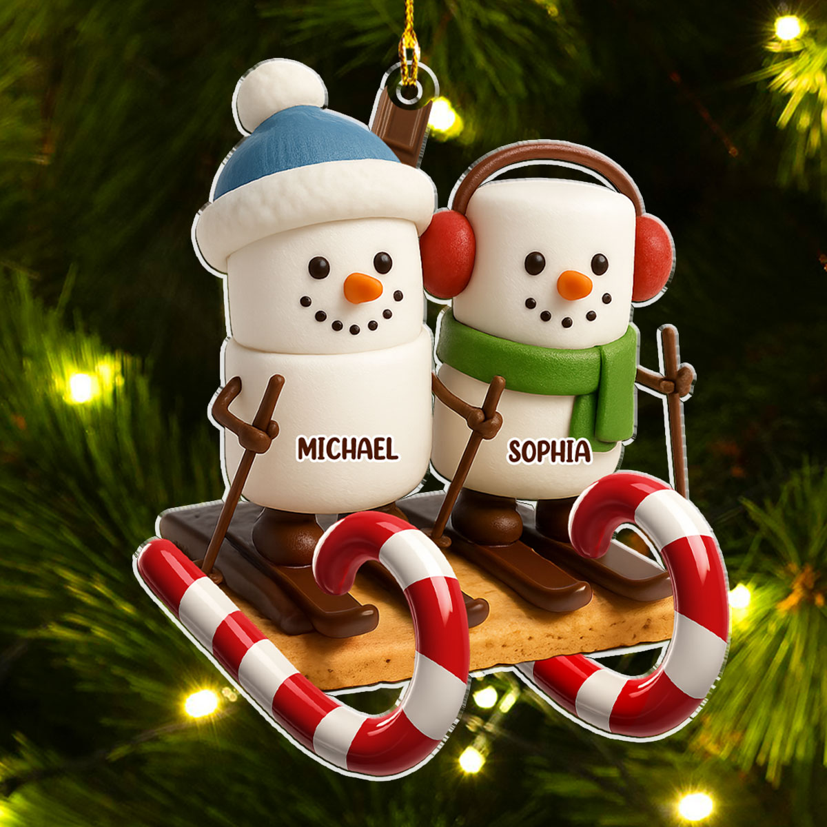 Smore Snowman Sled - Personalized Custom Acrylic Ornament