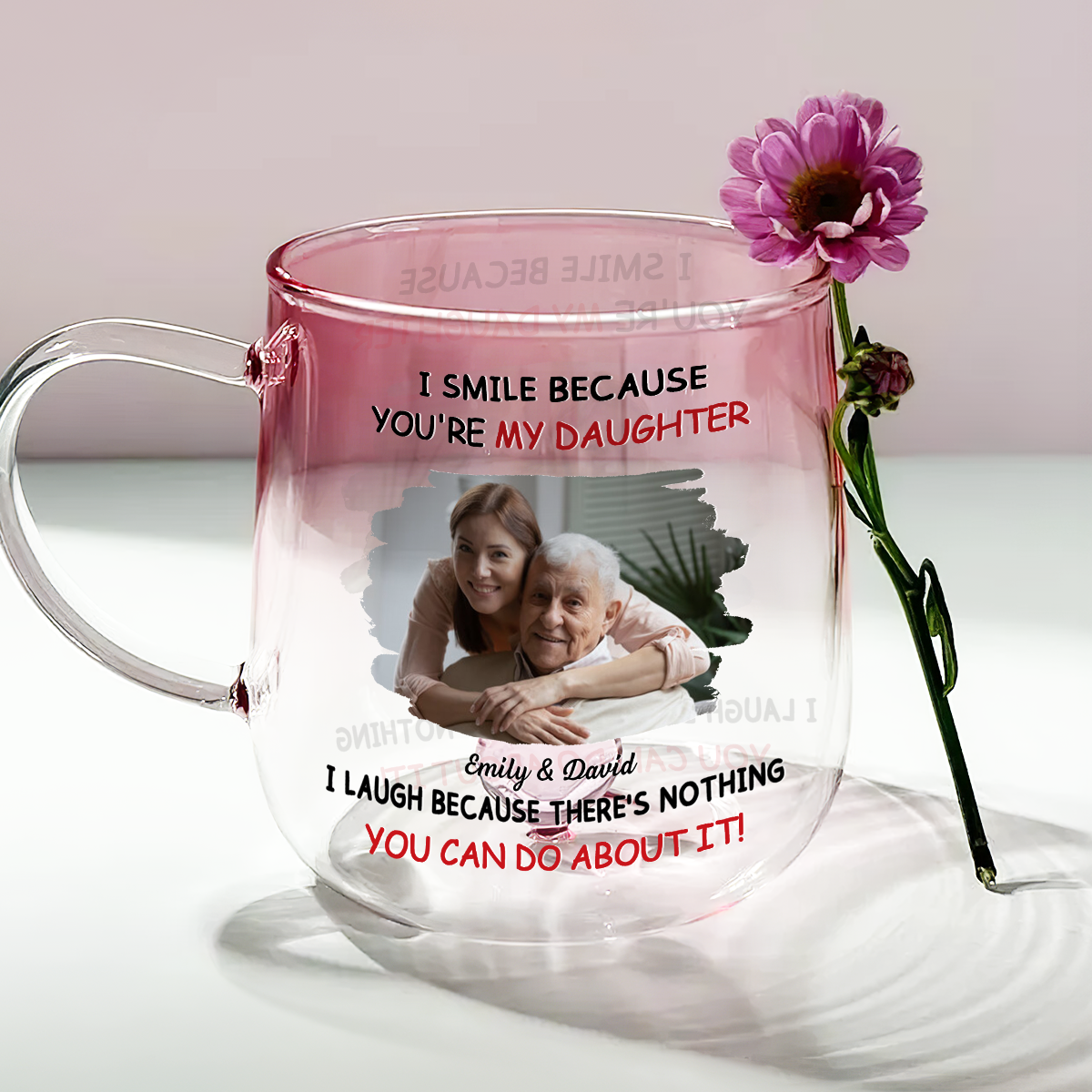 My Daughter Photo - Personalized Custom Pink Gradient Glass Mug