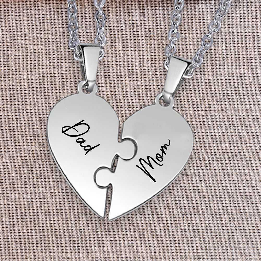 Always Connected By Heart - Personalized Custom Heart Puzzle Necklace