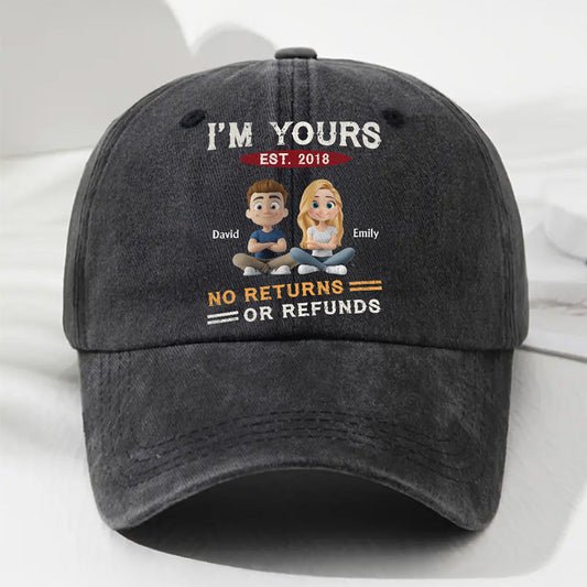 I Am Yours No Return - Personalized Custom Vintage Washed Denim Cap