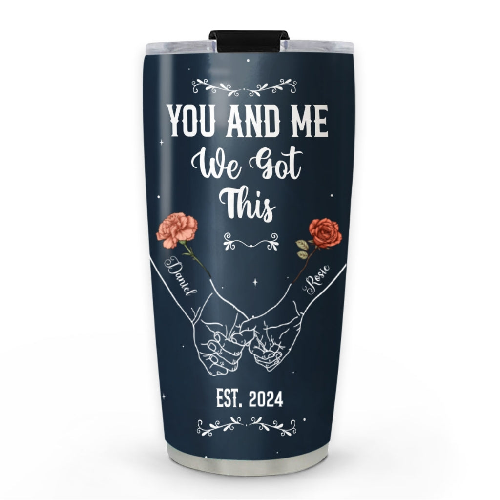Birth Flower Hands In Hands - Personalized Custom Tumbler