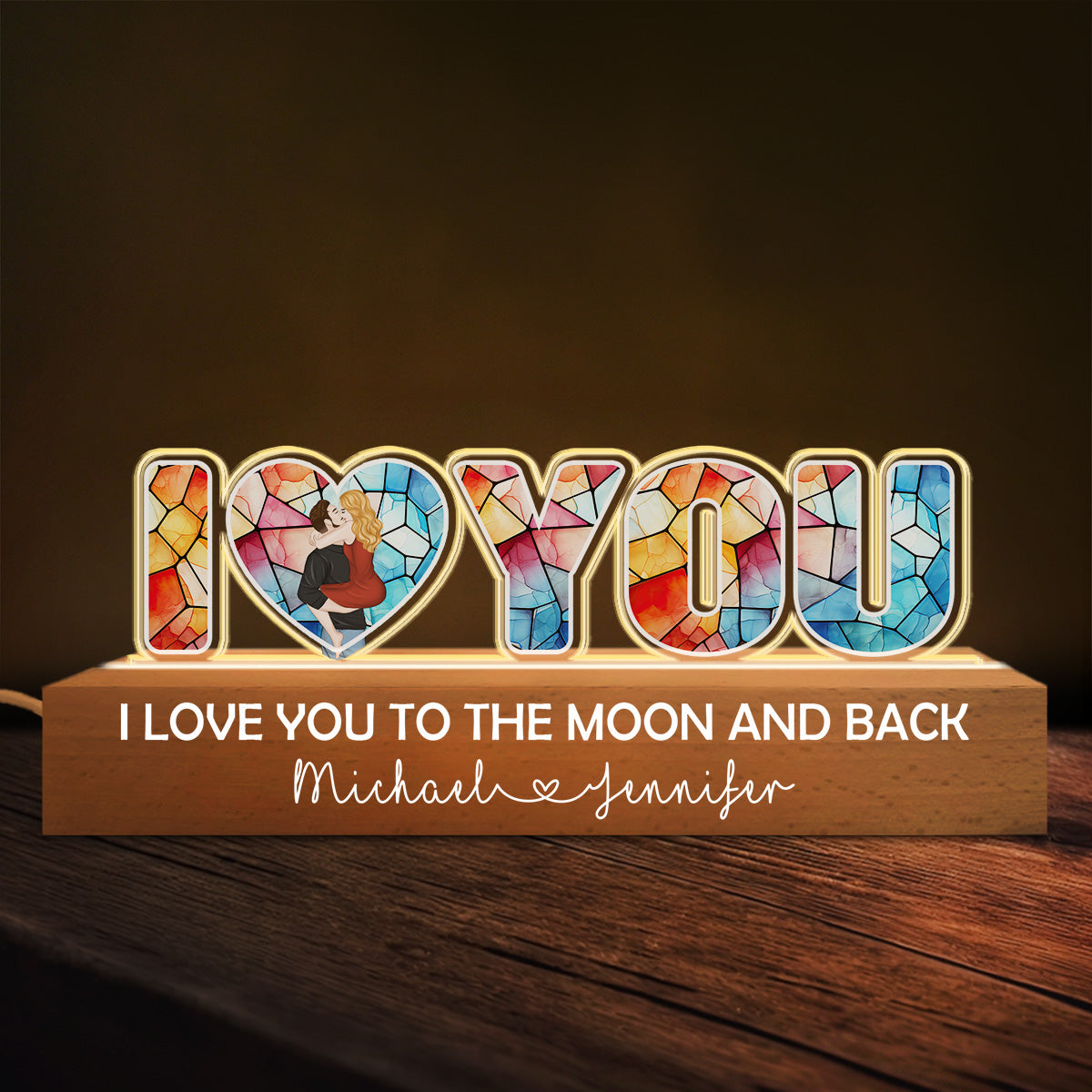 I Love You To The Moon And Back - Personalized Custom Acrylic 3D LED Night Light