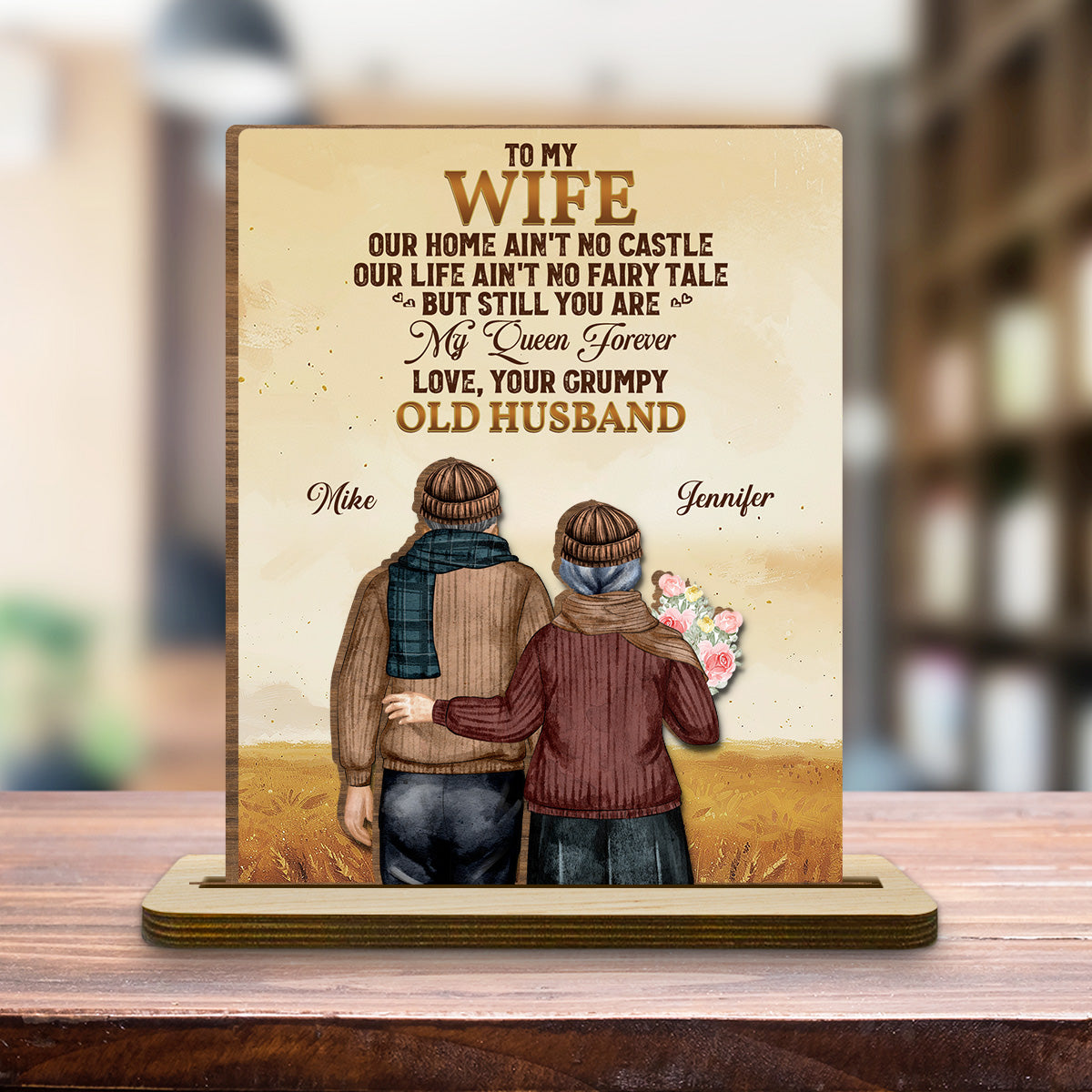 To My Wife You Are My Queen Forever - Personalized Custom 2-Layer Wood Plaque With Flat Base