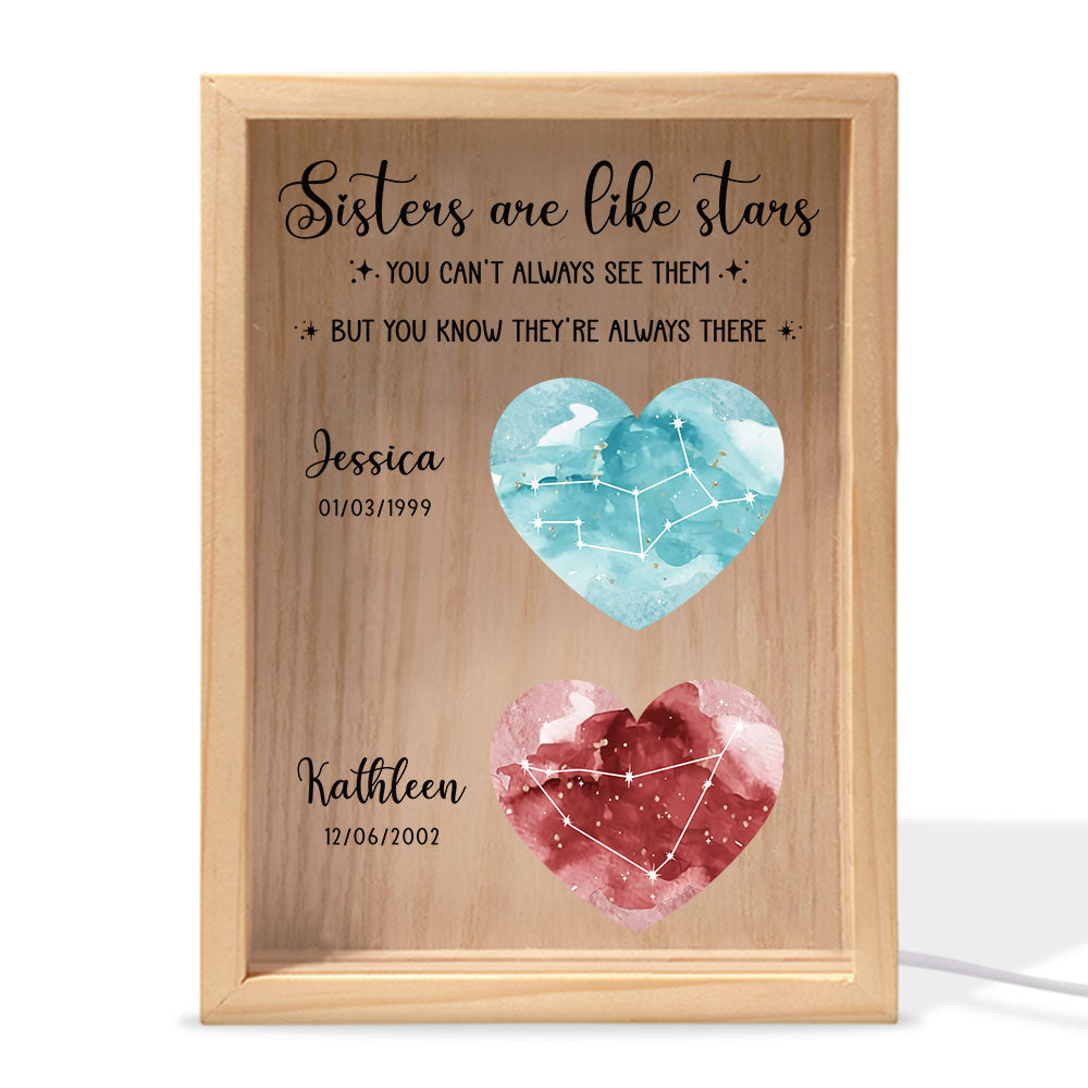 Sisters Are Like Stars - Personalized Custom Frame Light Box