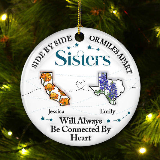 Connected By Heart - Personalized Custom 3D Inflated Effect Ceramic Ornament