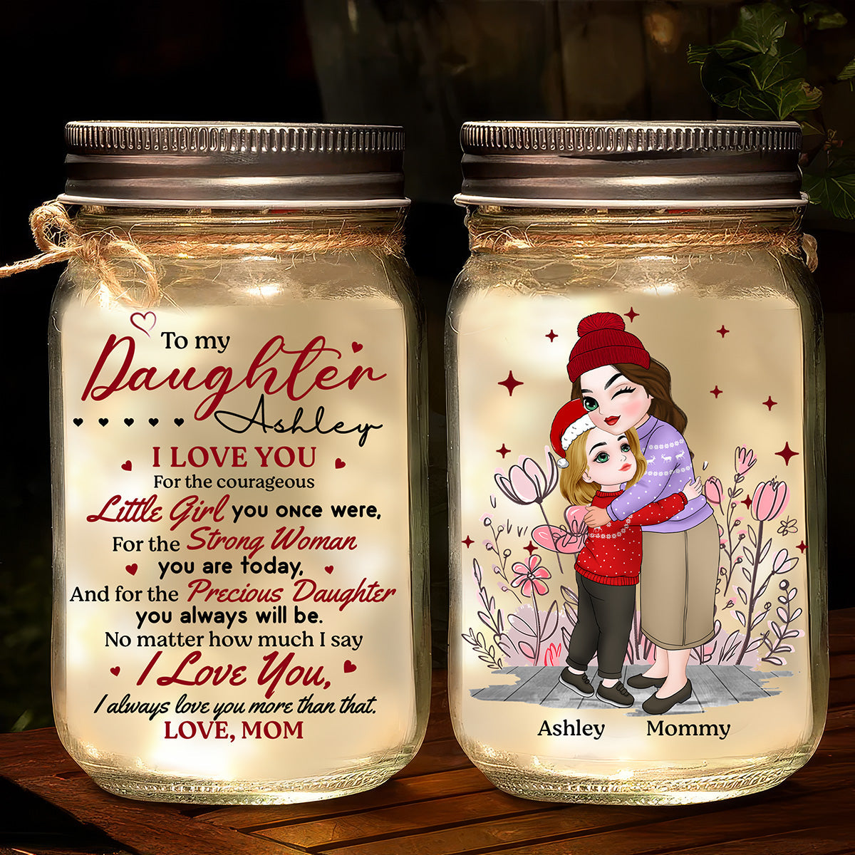 To My Daughter Version 2 - Personalized Custom Mason Jar Light