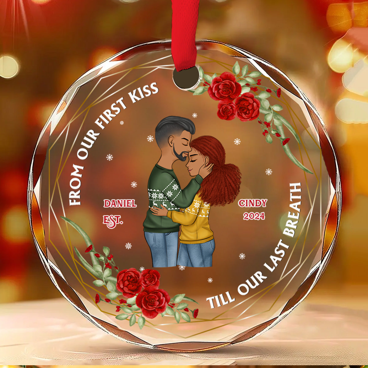 From Our First Kiss Till Our Last Breath - Personalized Custom Glass Ornament