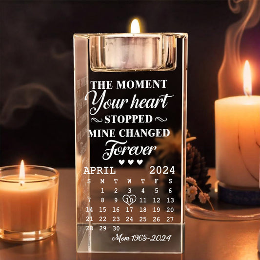 The Moment - Personalized Custom Engraved Crystal Candle Holder