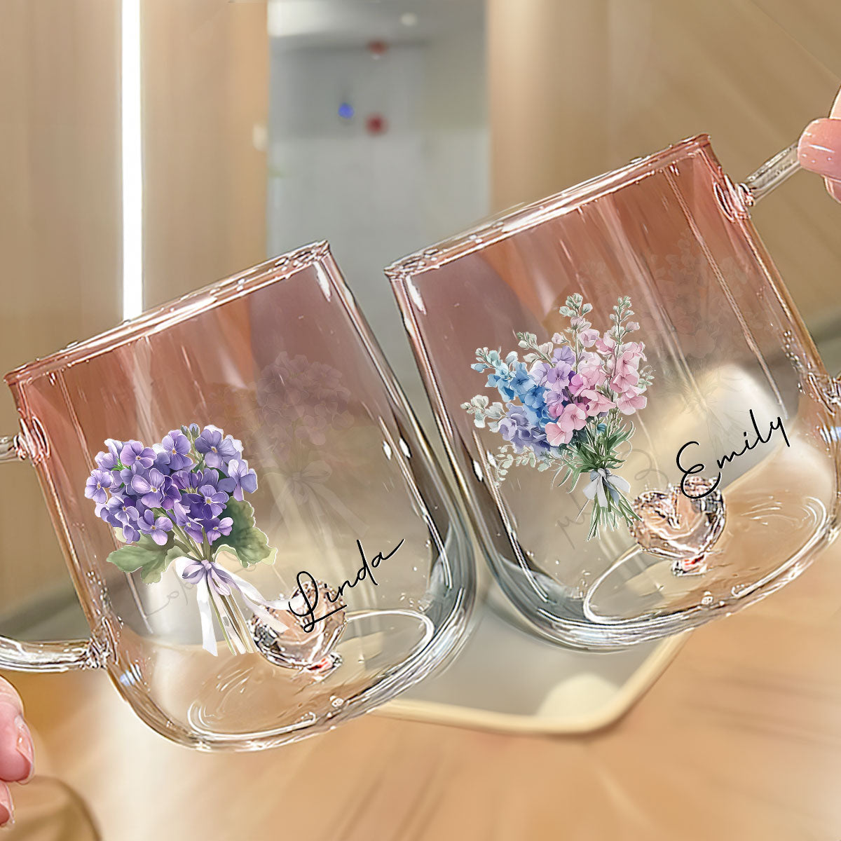 The Most Beautiful Flower Is You - Personalized Custom Pink Gradient Glass Mug