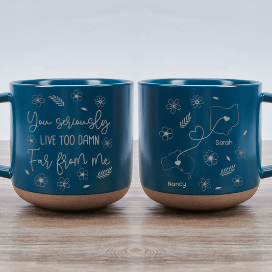 Wish You Were Here Now - Personalized Custom Engraved Pottery Mug
