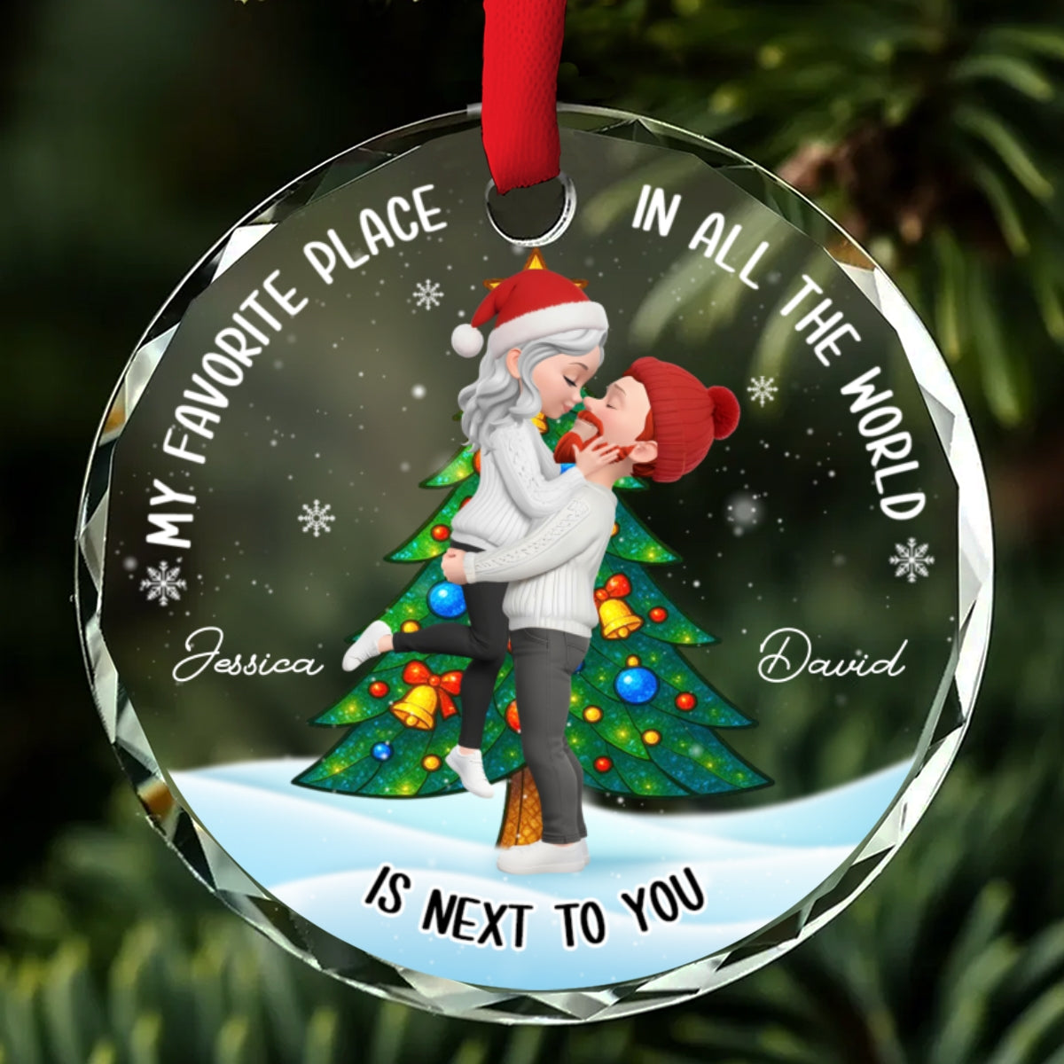 The Best Place Is With You - Personalized Custom Glass Ornament
