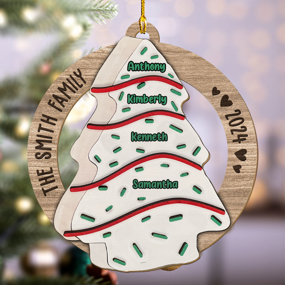 Oh Family Christmas Tree - Personalized Custom Wood Ornament