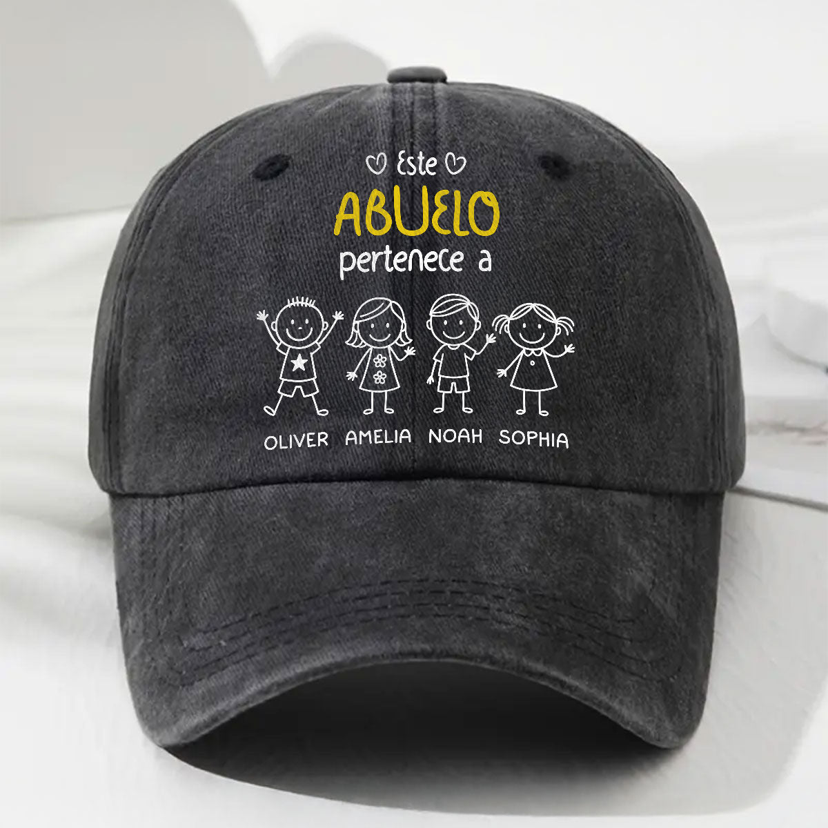 Este Abuelo Papá Pertenece A versión 2 - Gorra de Mezclilla Vintage Lavada Personalizada