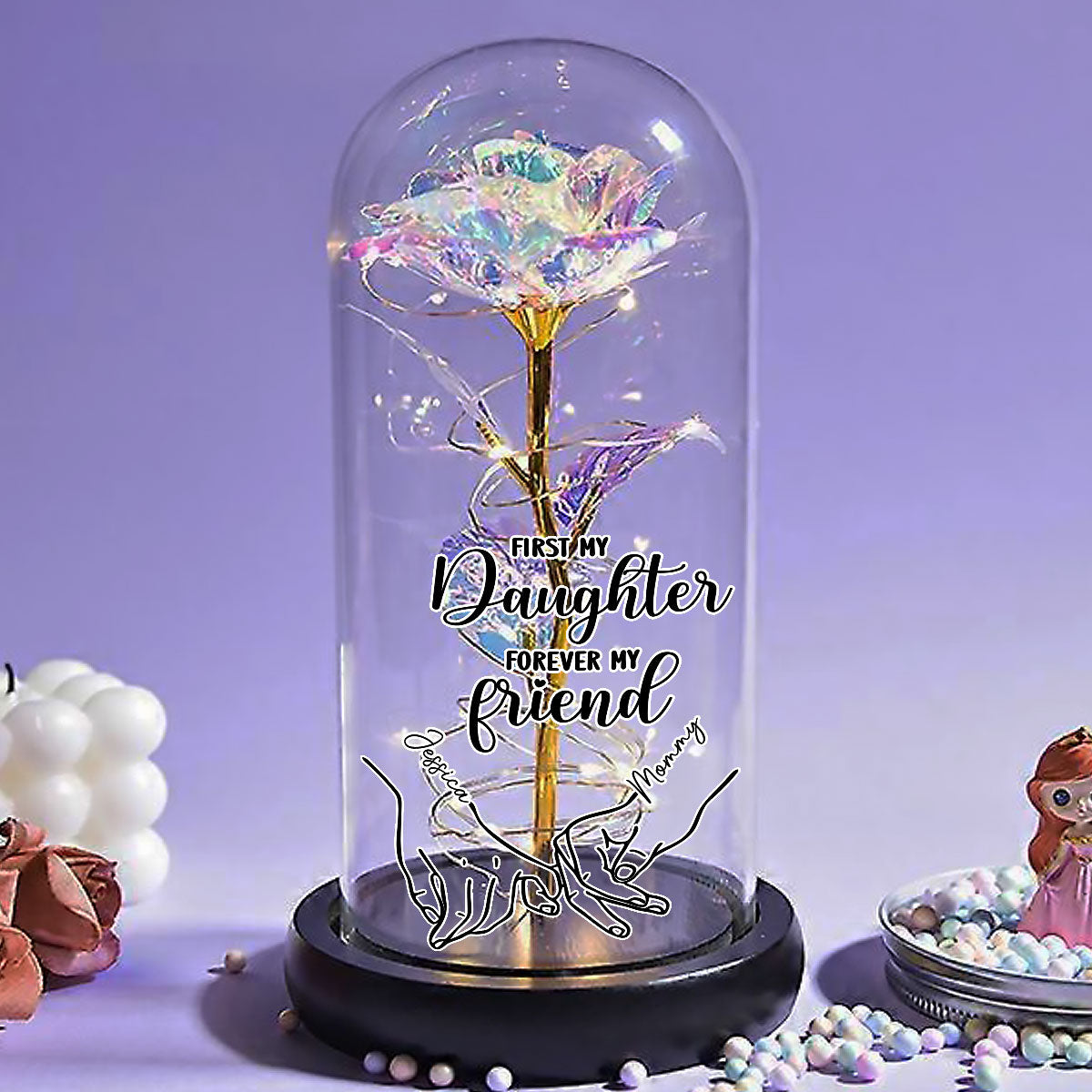 Forever My Friend - Personalized Custom Sparkly Rose