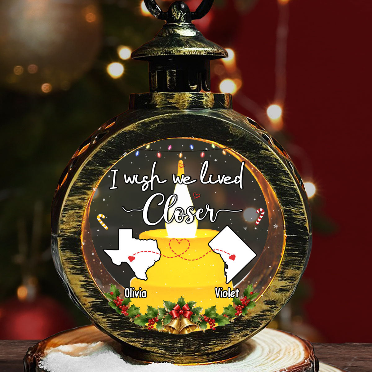 I Wish We Lived Closer - Personalized Custom Christmas Lantern