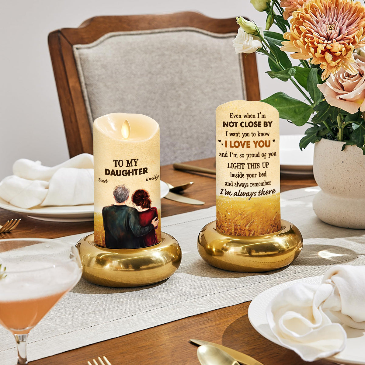 To My Daughter Love Dad - Personalized Custom LED Candle