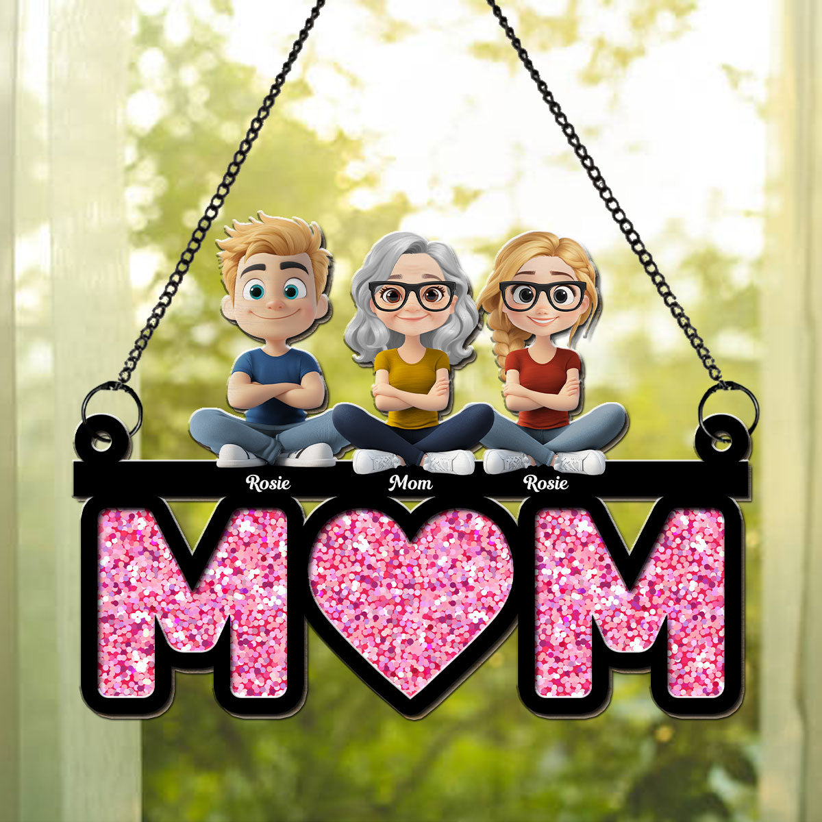 We Love You Mom - Personalized Custom Suncatcher