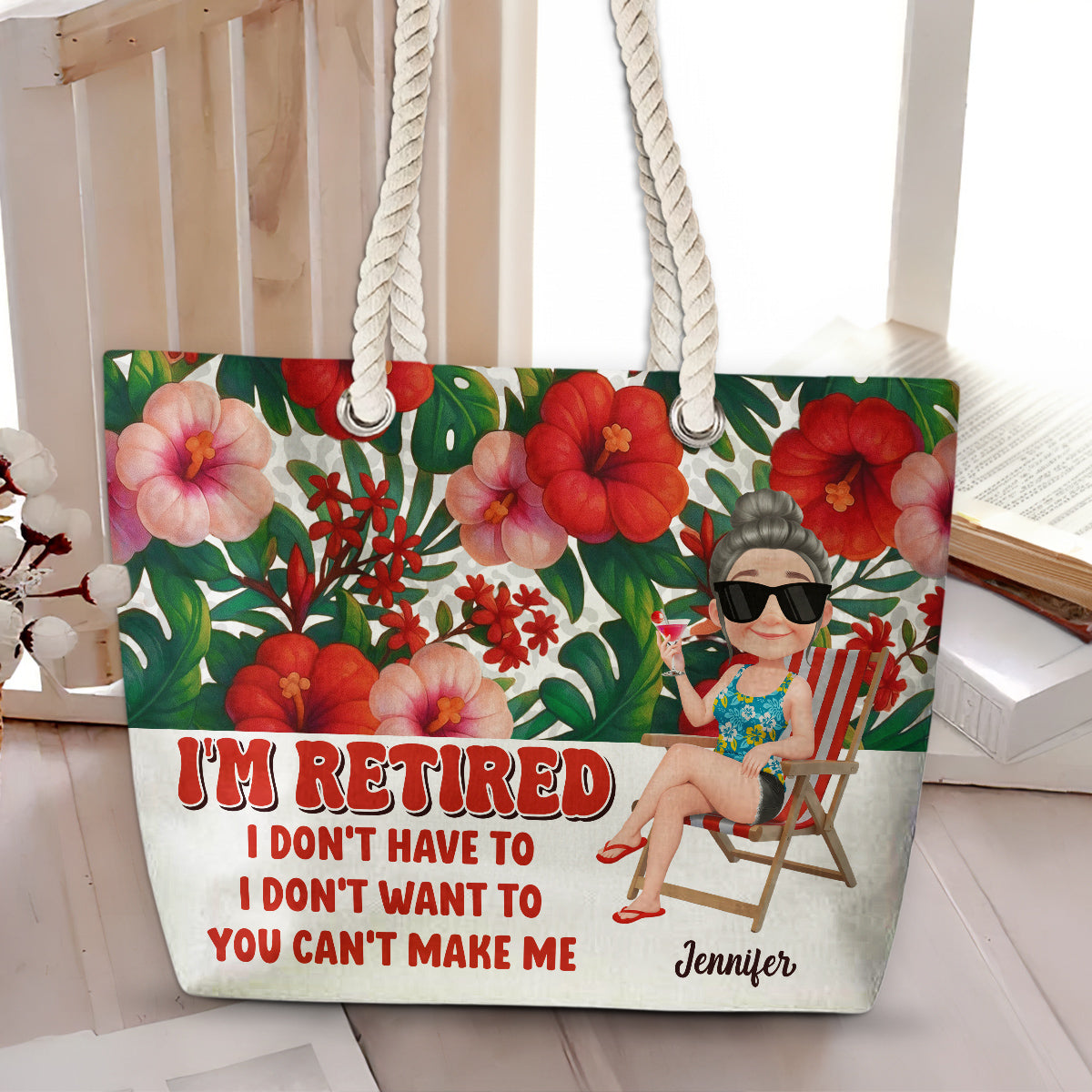 I Am Retired - Personalized Beach Bag