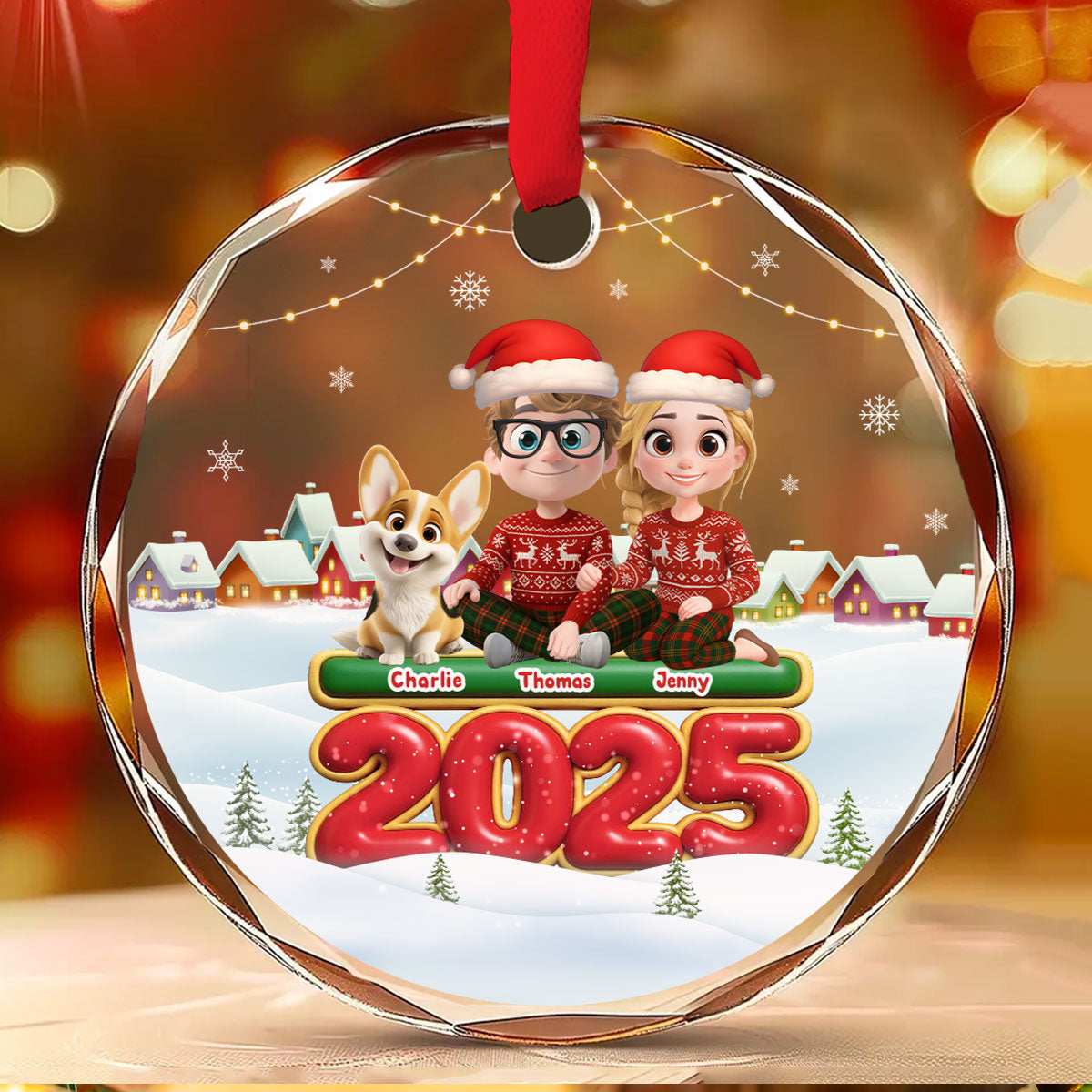 We And Our Dog - Personalized Custom Glass Ornament