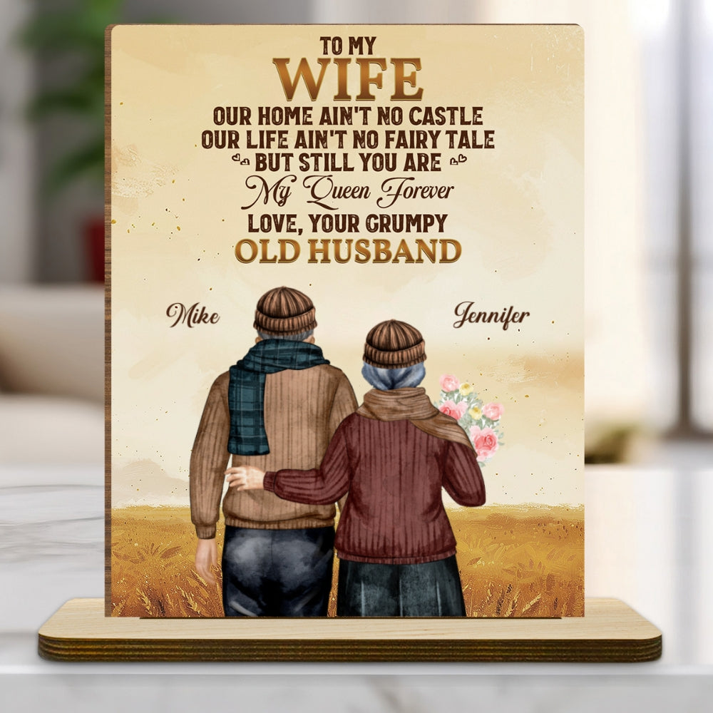 To My Wife You Are My Queen Forever - Personalized Custom 2-Layer Wood Plaque With Flat Base