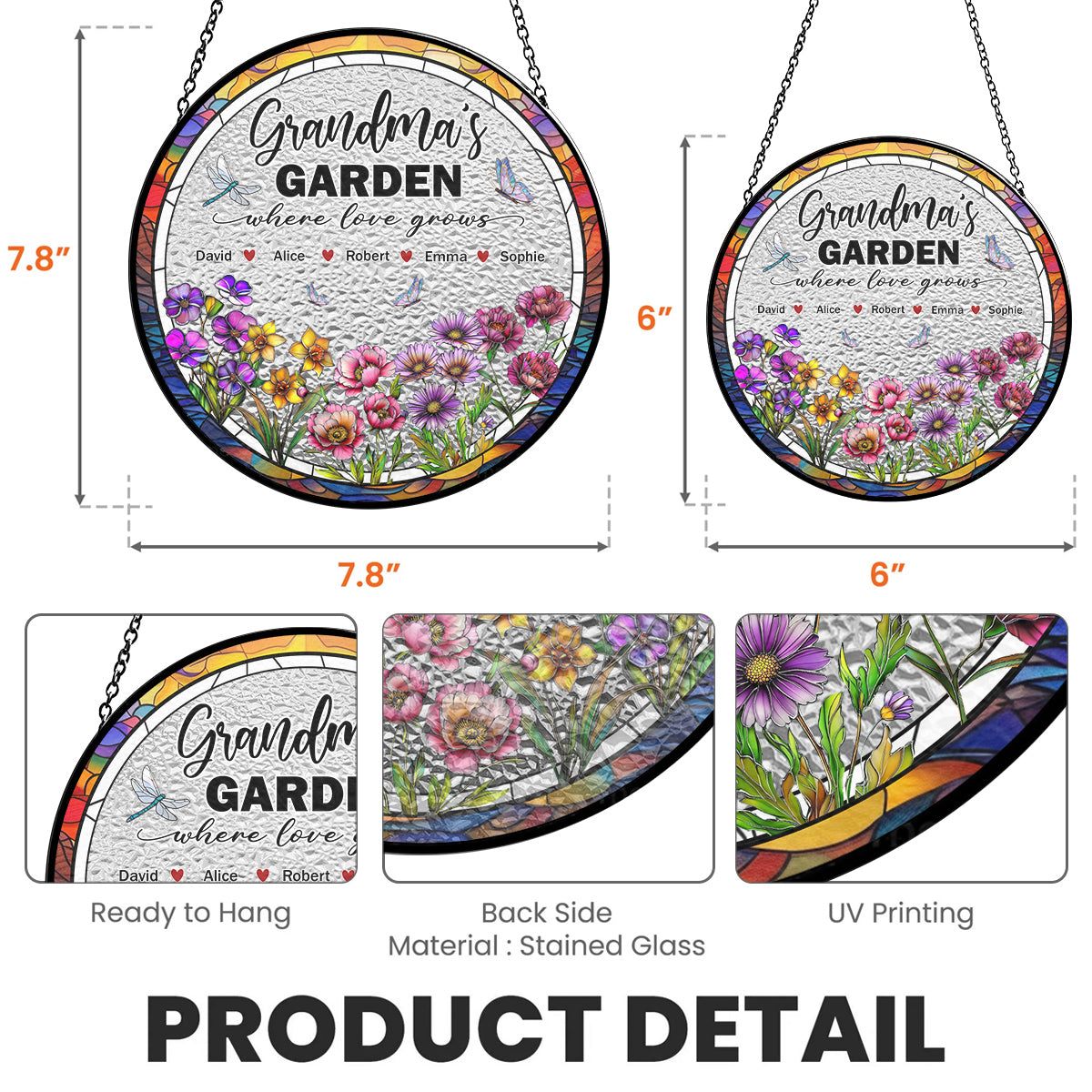 Grandma Garden - Personalized Custom Window Hanging Suncatcher